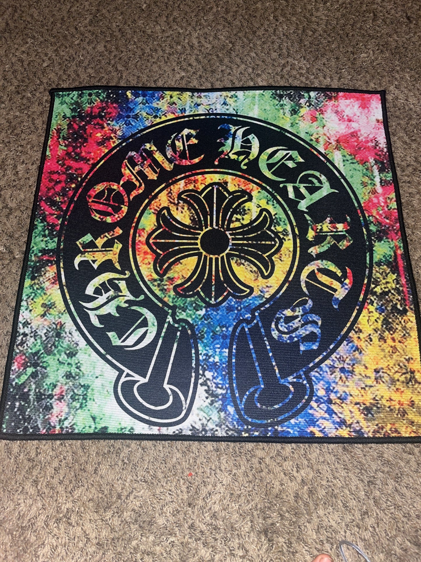 Chrome heart rug